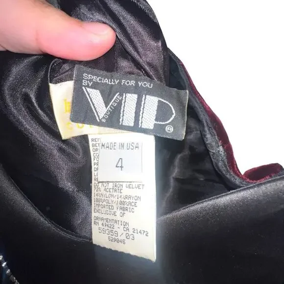 VIP Boutique long velvet prom formal gown spaghetti straps rhinestone bling 4 - Picture 4 of 8